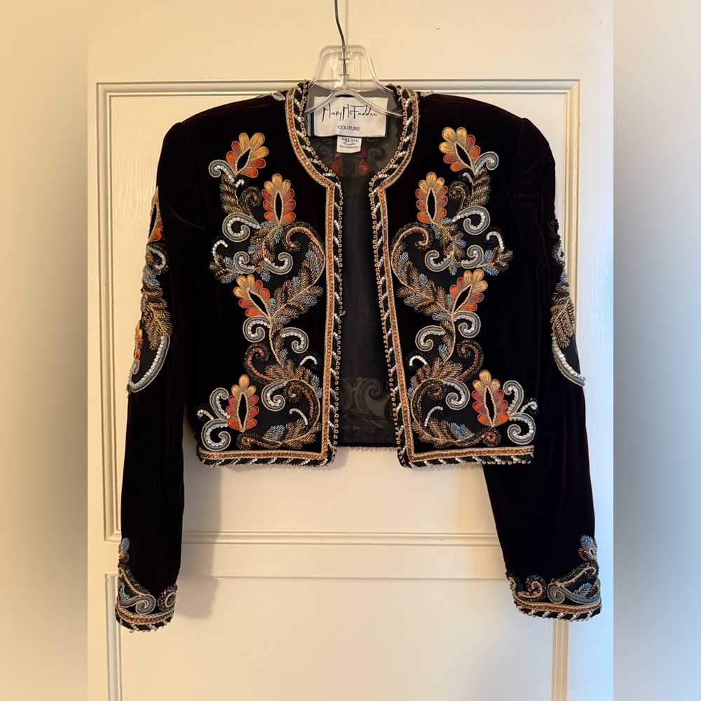 Mary McFadden Velvet Jacket with Sequin Trim